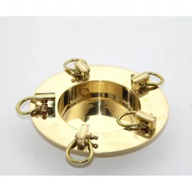 Lüks El Yapımı Pirinç Özel Tasarım Küllük & Dekoratif Obje - Parlak Altın Rengi Yuvarlak