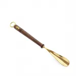 Premium Pirinç Çapalı Ceviz Ahşap Saplı 45 cm Uzun Kerata | Şık ve Ergonomik Ayakkabı Çekeceği