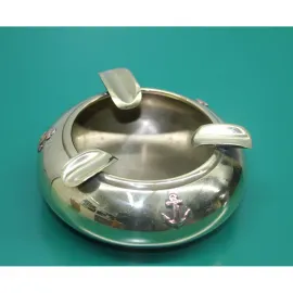 El Yapımı Çapa Motifli Marin Pirinç Küllük | Dekoratif Masa Üstü Ev Aksesuarı 10 cm