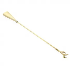 Lüks Pirinç Uzun Kerata Ayakkabı Çekeceği 53 cm | Ergonomik ve Şık Antler Detaylı