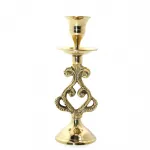 El Yapımı Antik Tasarım 16 cm Tekli Pirinç Şamdan – Ev Dekorasyonu İçin Lüks Işıltı