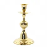 Zarif Tekli Parlak Pirinç Şamdan Mumluk – 16 cm Yüksek Klasik Ev Dekorasyonu