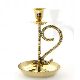 El Yapımı Tekli Pirinç Şamdan: Sanatsal Tasarımlı Klasik ve Modern Ev Dekoru