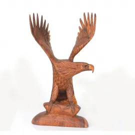 Uçuşa Hazır El Oyması Maun Ağacı Kartal Biblo, Zarif Sanat Eseri Ev ve Ofis Dekorasyonu İçin