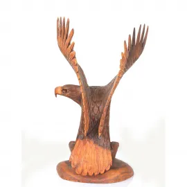 Uçuşa Hazır El Oyması Maun Ağacı Kartal Biblo, Zarif Sanat Eseri Ev ve Ofis Dekorasyonu İçin