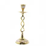 Otantik El Yapımı Pirinç Sedef Kakma Şamdan 21 cm | Tekli Lüks Dekoratif Ev Aksesuarı