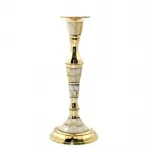 Lüks El Yapımı Tekli Pirinç Sedef İşlemeli Dekoratif Şamdan Ev Aksesuarı