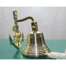 Vintage Pirinç Denizci Çapalı Duvar Çanı | Dekoratif Gemi Temalı Kapı Zili & Aksesuar
