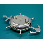 Deniz Temalı Pirinç Çapalı ve Dümenli Dekoratif Masaüstü Küllük - Şık Hediye Fikri