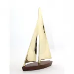 Modern Tasarım Pirinç Yelkenli Obje 31x20 cm - Ev ve Ofis Dekorasyonu İçin Şık Biblo