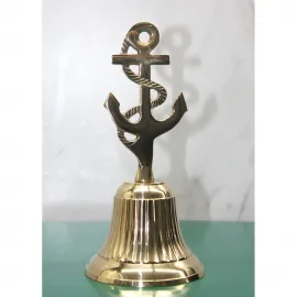 Nostaljik Pirinç Çapalı Denizci El Çanı – Dekoratif Masa Üstü Gemi Çanı Hediye