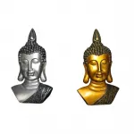 Zarif Duvara Monte Buda Büstü Seti: Altın ve Gümüş Renklerde Meditasyon Figürü ve Dekoratif Biblo