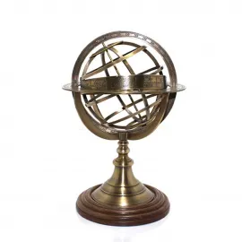 Nostaljik Pirinç Horoskop Zodyak Küresi 75 cm | Antik Stil Masaüstü Astroloji Dekoru