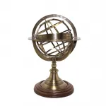 Nostaljik Pirinç Horoskop Zodyak Küresi 75 cm | Antik Stil Masaüstü Astroloji Dekoru