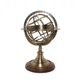 Nostaljik Pirinç Horoskop Zodyak Küresi 75 cm | Antik Stil Masaüstü Astroloji Dekoru