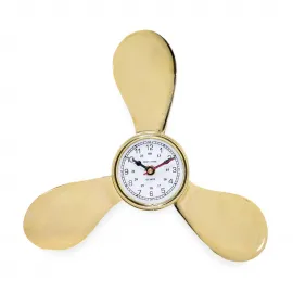 Nostaljik Pervane Tasarımlı Duvara Asmalı Pirinç Saat - Marin Temalı Dekoratif Gemi Saati