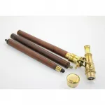 Vintage Stil Pirinç Teleskoplu Katlanabilir Ahşap Baston Yürüyüş Aksesuarı 95 Cm