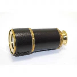 Ahşap Hediye Kutulu Lüks Pirinç Dürbün: Deri Kaplamalı Dekoratif Denizci Teleskop