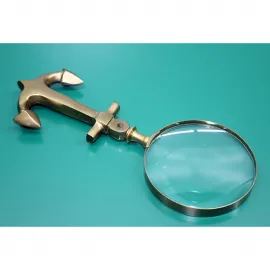 Denizci Temalı Nostaljik Çapalı Pirinç Büyüteç Dekoratif Okuma ve Ofis Aksesuarı