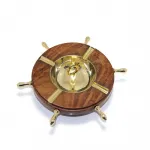 El Yapımı Ahşap ve Pirinç Gemi Dümeni Küllük | Deniz Temalı Dekoratif Obje