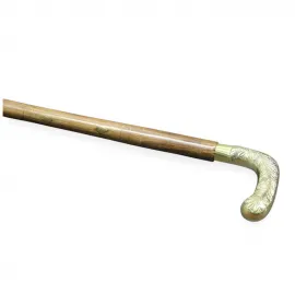 El İşçiliği Pirinç Saplı Ahşap Baston - Zarif Desenli, Şık ve Dekoratif Koleksiyonluk Yürüyüş Çubuğu