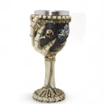 Korku Temalı İskelet Eli Tasarımlı Paslanmaz Çelik Kadeh | Gotik Dekoratif Bardak