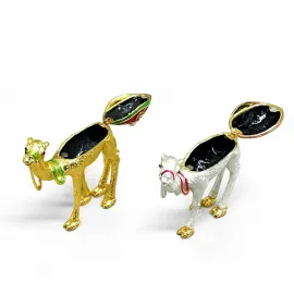 Göz Alıcı Altın ve Gümüş Rengi El Yapımı Emaye Taşlı Dekoratif Deve Biblo Takı Kutusu