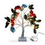 Ev ve Ofis Dekorasyonu İçin Şık Kırmızı Mavi Led Işıklı Yapay Çiçek Ağacı Masa Lambası