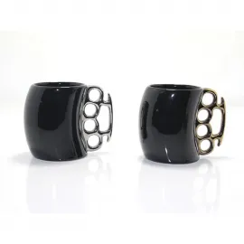 Sıradışı Muşta Tasarım Porselen Kupa Bardak | Beş Parmak Kulplu, Kahve & Çay Severlere Özel Hediye