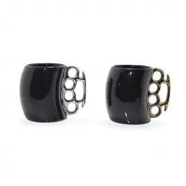 Sıradışı Muşta Tasarım Porselen Kupa Bardak | Beş Parmak Kulplu, Kahve & Çay Severlere Özel Hediye