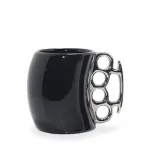 Agresif Muşta Desenli Siyah Porselen Kupa Bardak | Fark Yaratan Ergonomik Kahve Kupası