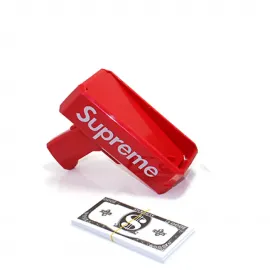 Supreme Kırmızı Para Saçma Makinası Parti Oyunu Eğlencesi Sahte Dolar Fırlatıcı Oyuncak