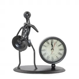 Vintage Metal Müzisyen Biblo Masa Saati | Sanatsal Dekoratif Ev Ofis Aksesuarı