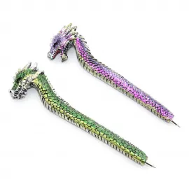 Fantastik Ejderha Tasarımlı Göz Alıcı Polyester Tükenmez Kalem - 16 cm
