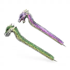 Fantastik Ejderha Tasarımlı Göz Alıcı Polyester Tükenmez Kalem - 16 cm