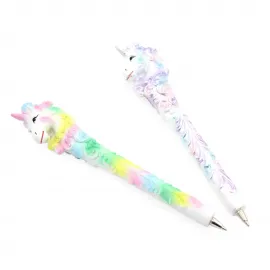 Büyüleyici Pastel Renk Unicorn Polyester Tükenmez Kalem - Şık ve Eğlenceli Yazım Deneyimi