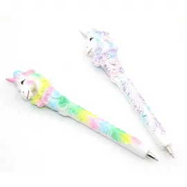 Büyüleyici Pastel Renk Unicorn Polyester Tükenmez Kalem - Şık ve Eğlenceli Yazım Deneyimi