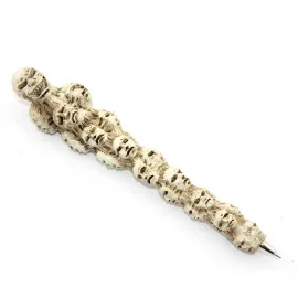 Gotik Tasarım Kurukafa Figürlü Tükenmez Kalem - Detaylı İskelet El Yapımı Efektli Polyester Kalem 16 Cm