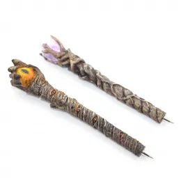 Fantastik Ejderha Gözü ve Büyücü Asası Temalı Polyester Tükenmez Kalem - Gotik Masa Dekorasyonu