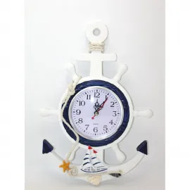 Deniz Temalı Ahşap Dümen Çapa Tasarımlı Duvar Saati – Ev ve Ofis Dekorasyonu İçin Marin Şıklık