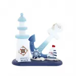 Deniz Tutkunlarına Özel El Yapımı Ahşap Marin Deniz Feneri ve Çapa Biblo | Dekoratif Ev Objesi