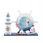 Ahşap Marin Temalı Deniz Feneri ve Dümenli Dekoratif Fotoğraf Çerçevesi Objesi