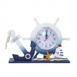 Nostaljik Ahşap Marin Dümenli Dekoratif Masa Saati - Deniz Temalı Ev Aksesuarı