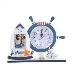 Özgün Tasarım Ahşap Marin Dümenli Fotoğraf Çerçeveli Dekoratif Masa Saati