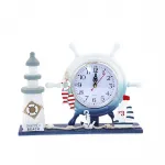 Evinize Deniz Esintisi Katan Ahşap Marin Deniz Feneri Dümenli Dekoratif Masa Saati