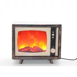 Nostaljik TV Tasarımlı LED Şömine Lamba | Gerçekçi Alev Efektiyle Evinize Sıcaklık Katın