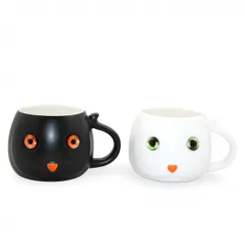 Şirin Porselen Kedi Tasarımlı Kupa Bardak | Sevimli Kedi Gözlü Kahve ve Çay Kupası