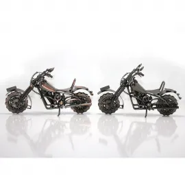 El Yapımı Metal Bilyeli Büyük Boy Motosiklet Biblo | Dekoratif Ev ve Ofis Figürü