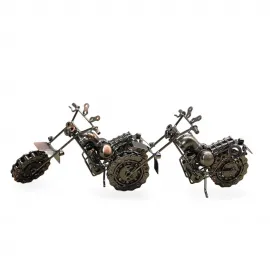 El Yapımı Metal Zincir ve Bilye Detaylı Orta Boy Motosiklet Biblo Figürü Ev ve Ofis Dekorasyonu