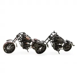 Metal Bilyeli Özel Tasarım Chopper Motor Biblo Orta Boy El Yapımı Dekoratif Figür